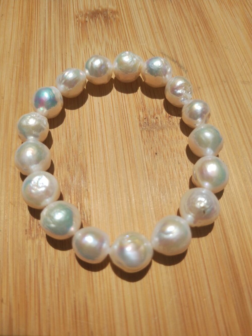 Honora White Ming Freshwater Pearl stretch Bracelet Great Luster